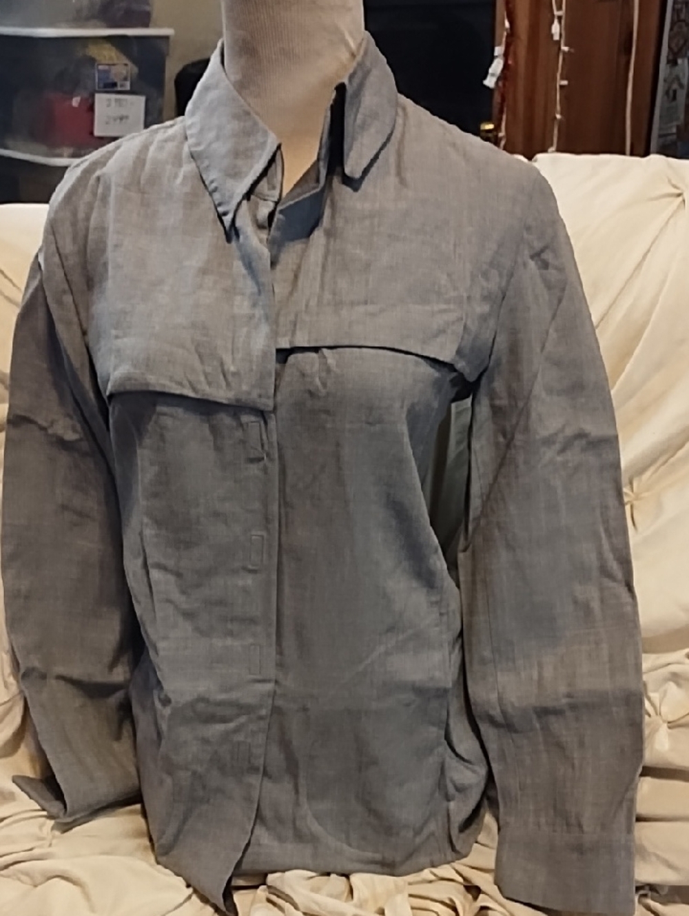 No Label Lightweight Gray Snap Shirt